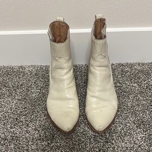 Madewell Cream Leather Ankle Boots